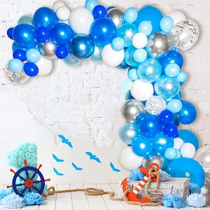 Lacivert balon çelenk kemer kiti okyanus tema doğum günü partisi dekorasyon lateks balonlar set 1st doğum günü Boy dekorasyon