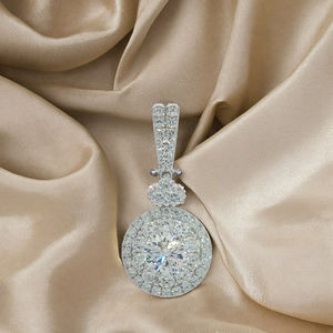 18K Gold 1 Carat Diamond Halo Setting Empty Center Pendant Mount for Lab Grown Diamonds for Gift <b>Charm</b> Pendants - Product Image 1