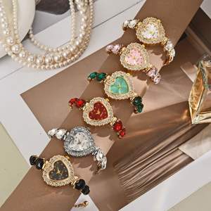 <b>Cute</b> Heart-shaped Digital Sport Alarm Watch Elegant Luxurious Diamond-encrusted Unisex <b>Bracelet</b> Decoration Wholesale - Product Image 3