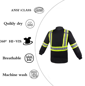 Xây dựng Hi viz dài tay áo an toàn Áo sơ mi mềm mại thân thiện với da Vật liệu 360 ° phản chiếu bảo hiểm an toàn bảo hộ lao động Áo sơ mi - Product Image 3