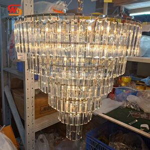 SMOOTH Waterfall Style Tiered Acrylic Chandelier Wedding Banquet Hall <b>Ceiling</b> Large Pendant Lamp - Product Image 3