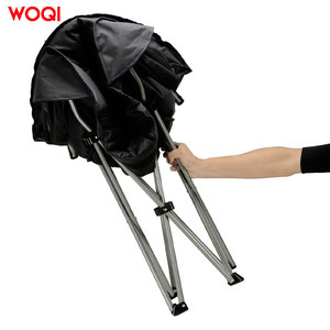 Chaise pliante Woqi en aluminium ronde noire pour le camping en plein air et le jardin avec coussin moelleux - Product Image 1