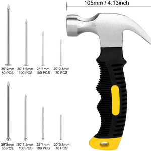 <b>Mini</b> Claw Hammer Steel Nail Set Multi Size Storage Box Non Slip Durable Home DIY <b>Tools</b> - Product Image 2