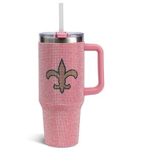 New England Patriots Rosa Glitzer Isolierter Reisebecher, 40oz mit Strohhalm-Deckel, Büro- und Auto-Kaffeebecher, Personalisierbar - Product Image 3