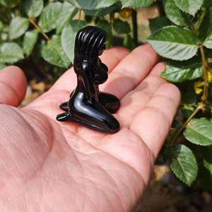 En gros 5.5cm Cristal Naturel Mère Terre Sculpture Obsidienne Noire <span class=keywords><strong>Gaia</strong></span> Déesse Sculpture pour la Décoration - Product Image 5