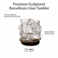 460ml Spirale Twist Wave Glazen Bekerglas Hoog Borosilicaat Onregelmatige Rimpel IJs Koffie Tumbler Transparant Water Sap Whisky Glaswerk