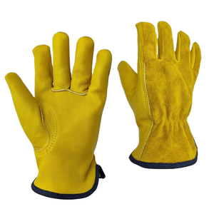 Guantes de Soldadura de Cuero de Doble Capa Altamente Duraderos, Guantes de Conducción Dorados Antideslizantes, Aislantes del Calor y Antiestáticos de 11 oz - Product Image 1