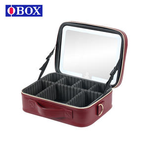Trousse de maquillage Obox grande capacité avec miroir, fermeture éclair, respirante, imperméable et ultralégère pour le rangement à domicile - Product Image 3