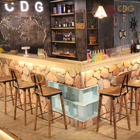 Australien Créatif À La Mode Moderne Pub Bar Meubles De Restaurant en Bois De Cadre En Métal Assise et Dossier Haute Chaise de Bar