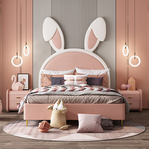 <span class=keywords><strong>Lit</strong></span> de princesse moderne et créatif à prix abordable, style nordique, <span class=keywords><strong>lit</strong></span> pour <span class=keywords><strong>fille</strong></span> avec oreilles de lapin, cadre de <span class=keywords><strong>lit</strong></span> rose mignon pour enfant - Product Image 1