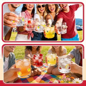 Verres à jus Fruit Icon |   Verre à vin sans pied de 14 oz au design moderne et durable pour les fêtes estivales, les soirées fruitées et les cadeaux d'anniversaire - Product Image 6