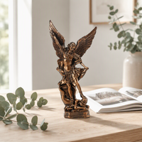 Figurine religieuse catholique en résine Saint Michel Archange peinte à la main de 21 cm, décoration de Noël pour la maison et l'église, sculpture