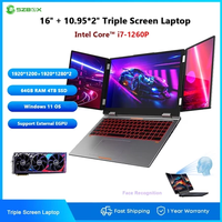 Ordinateur portable de jeu à triple écran Intel I5 de 12e génération, 16+10,5+10,5 pouces, nouveau, pour le bureau et les affaires