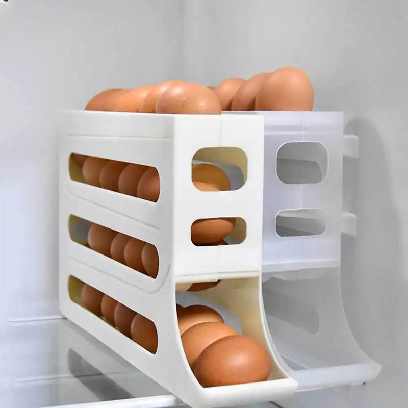 Choice Fun 30 eggs 4 layer slide refrigerator HIPS side door dedicated automatic rolling egg kitchen counter