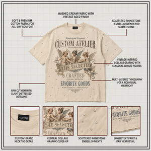 เสื้อยืดคอตตอน 100% 300 GSM แบบสั่งทำพิเศษ ลายกราฟิกประดับคริสตัลทั่วตัว ทรงโอเวอร์ไซส์ สไตล์สตรีทแวร์ ขายส่ง เสื้อยืดผู้ชาย - Product Image 3
