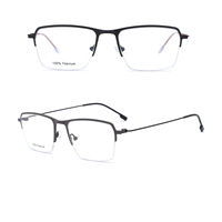 Kacamata Optik Fashion Setengah Bingkai Persegi Panjang Ultra-Ringan dari Titanium Murni 100% Gaya Baru dengan Pengiriman Cepat