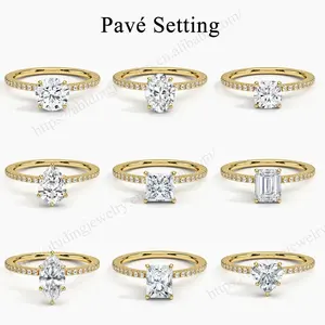 2023 Custom Pure 18-Karat Yellow Gold 4ct Pear Cut 8x12mm Dcolor VVS Moissanite Diamond 3 Claws Solitaire Ring