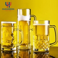 Chope à bière en verre alvéolé extra large de 1,3 litre avec poignée, compatible lave-vaisselle, personnalisable avec logo, pour cuisine, bar, terrasse