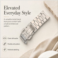 Bracelet de montre en acier inoxydable à maillons géométriques de qualité supérieure, argent brossé, bracelet de remplacement en métal avec fermoir déployant