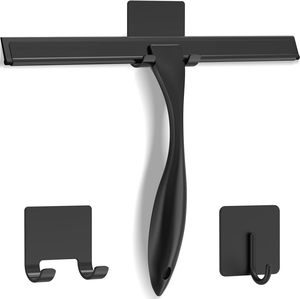 Raclette de douche noire polyvalente en acier inoxydable pour porte de douche, fenêtre, miroir, carrelage mural, outil de nettoyage domestique - Product Image 1