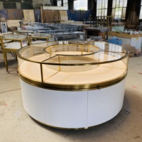Étagère de présentation de bijoux en acier inoxydable ovale et ronde, vitrine de magasin pour bijouterie en verre, mobilier