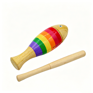 Orff Percussion Instrument Colorful Wooden <b>Fish</b> WIth Wooden Stick Musical Instrument Music Teaching AIDS for Kids Wholesale - Product Image 1