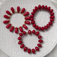 Bracelets tendance en perles de plastique rouge en forme de larme, plaqués or, en laiton, pour un usage quotidien, bracelet de fête