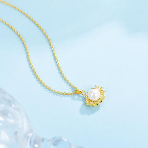 S925 Sterling Silver Fine <strong>Pendant</strong> <strong>Necklace</strong> for Women Elegant Simple Design Gold-Plated Flower Clavicle Chain Versatile <strong>Pearl</strong> - Product Image 5