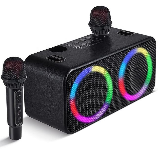 Portable Stereo Wireless Microphone Karaoke Set Speaker Bass Mic BT Wireless Speaker Karaoke Set for Family Entertainment