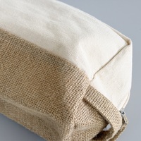 Trousse de Toilette en Jute Non Blanchie avec Fermeture Éclair, Grande Ouverture, Doublure Naturelle, Sac de Voyage Organisateur pour Hommes, Extérieur