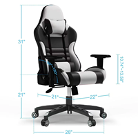 Chaise de jeu inclinable en cuir synthétique avec repose-pieds et éclairage LED pour gamer - Idéale pour le dropshipping