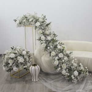 Venta caliente White Baby Breath Rose con arreglo floral verde Bola de flores y corredor para boda Stage Arch Hotel Decor - Product Image 1