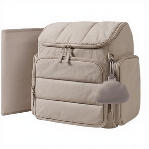 Sac à dos à couches imperméable avec matelas à langer, sangles de poussette, poches isothermes pour tout-petits, étui à sucettes, en polyester, 17,9 L - Product Image 1