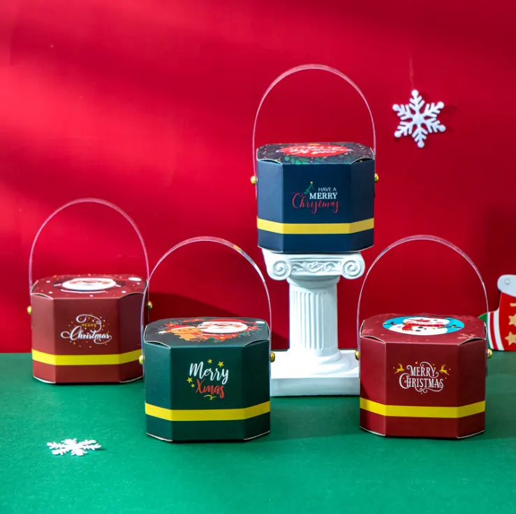 クリスマスキャンディーギフトボックスクリエイティブペーパーハンドル包装ボックス