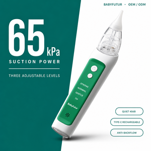 Aspirador Nasal Eléctrico para Bebés, 65kPa de Succión Potente, Recargable Tipo C, Extractor de <span class=keywords><strong>Mocos</strong></span>, Puntas de Silicona Libres de BPA para el Cuidado del Recién Nacido - Product Image 1