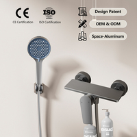 Set Shower Dinding Aluminium Modern dengan Kontrol Ganda Air Panas dan Dingin, Finishing Brushed, untuk Hotel dan Apartemen