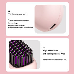 KV professionnel 9600mAh Mini sans fil USB et DC Charge Portable fer à lisser peigne cheveux raides attelle avec affichage LED - Product Image 4