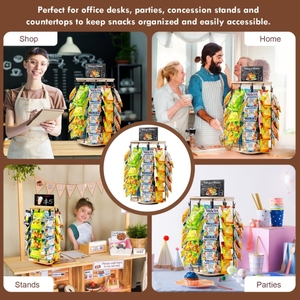 Estante giratorio de escritorio para dulces, soporte de exhibición de acrílico y vidrio de madera y metal para aperitivos para uso minorista y en tiendas - Product Image 4