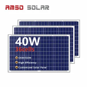 Panel solar de 18v, módulo pv de 40 vatios policristalino, panel solar impermeable, panel solar pequeño de 40 w y 36 celdas