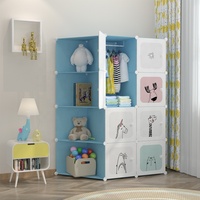 Armoire de Rangement Modulaire Moderne en Plastique Portable pour Vêtements d'Enfants et Bébés, Meuble d'Angle pour Chambre de Fille
