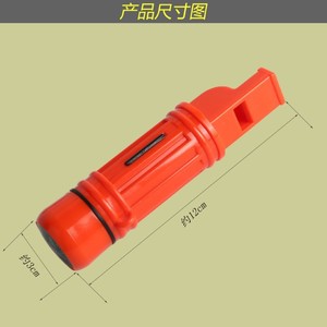 Silbato con brújula 7 en 1 para exteriores, con termómetro, luz LED, plástico naranja, equipo de supervivencia compacto para senderismo, camping y emergencias - Product Image 1