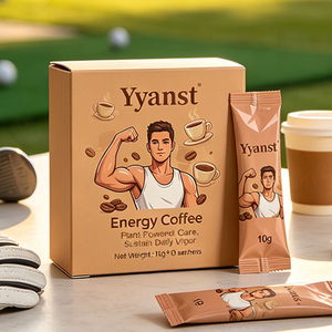 Café Energético Natural a Base de Plantas para Hombres, 10g*10 Sobres Individuales, Caja de Cartón Kraft, para la Energía Diaria y el Bienestar Masculino, OEM - Product Image 3