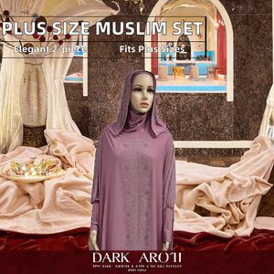 Ensemble Abaya Hijab 2 pièces pour femmes, robe longue à manches longues, robe kaftan, robe islamique à fleurs perlées pour la prière, tenue quotidienne - Product Image 2