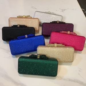 Bolso de mano con lazo de diamantes de imitación para mujer, estuche rígido, cartera de noche, bolso de mano con cristales y diamantes para boda, <span class=keywords><strong>fiesta</strong></span> de graduación - Product Image 1