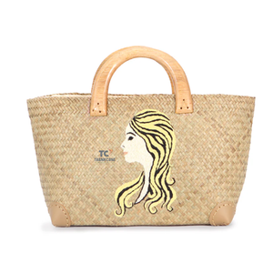 Bolso de mano de paja de jacinto de agua de ratán bohemio natural, bolsos de mano hechos a mano para mujer, precio al por mayor - Product Image 3