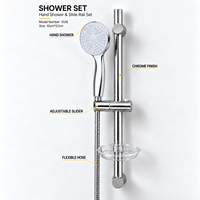 Ensemble de douche pluie chromé classique avec douchette à main, système de robinetterie thermostatique monocommande pour salle de bain, pression équilibrée