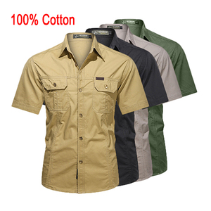 Camicia Casual da <span class=keywords><strong>Uomo</strong></span> a Maniche Corte in <span class=keywords><strong>Cotone</strong></span>, Camicia Tattica Sportiva a <span class=keywords><strong>Mezza</strong></span> <span class=keywords><strong>Manica</strong></span> per Escursionismo, Arrampicata, Caccia e Attività all'Aperto - Product Image 1
