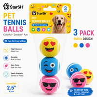 Balles de tennis pour chien avec emojis amusants, lot de 3, colorées, rebondissantes, jouets pour animaux de compagnie pour l'entraînement au rapport et le jeu interactif