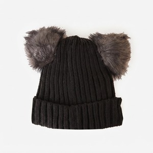 Bonnet tricoté doublé de <span class=keywords><strong>fourrure</strong></span> avec revers, personnalisé, chaud pour l'hiver, doublure polaire, doux, confortable et extensible, vente en gros - Product Image 2