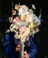 Bouquet de mariée artificiel élégant, fleurs en soie artificielle réalistes pour mariage, demoiselle d'honneur et accessoire photo
